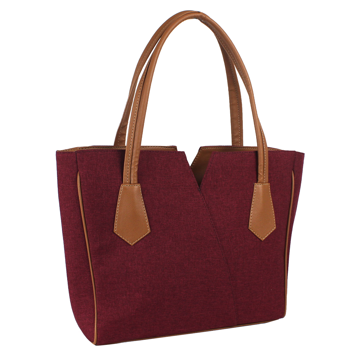 Bolsa Tote Amplia Para Mujer con Doble Asa Color Vino