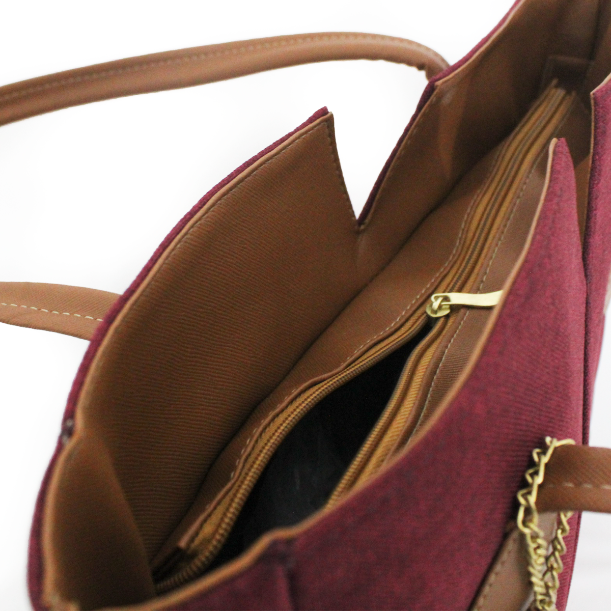 Bolsa Tote Amplia Para Mujer con Doble Asa Color Vino