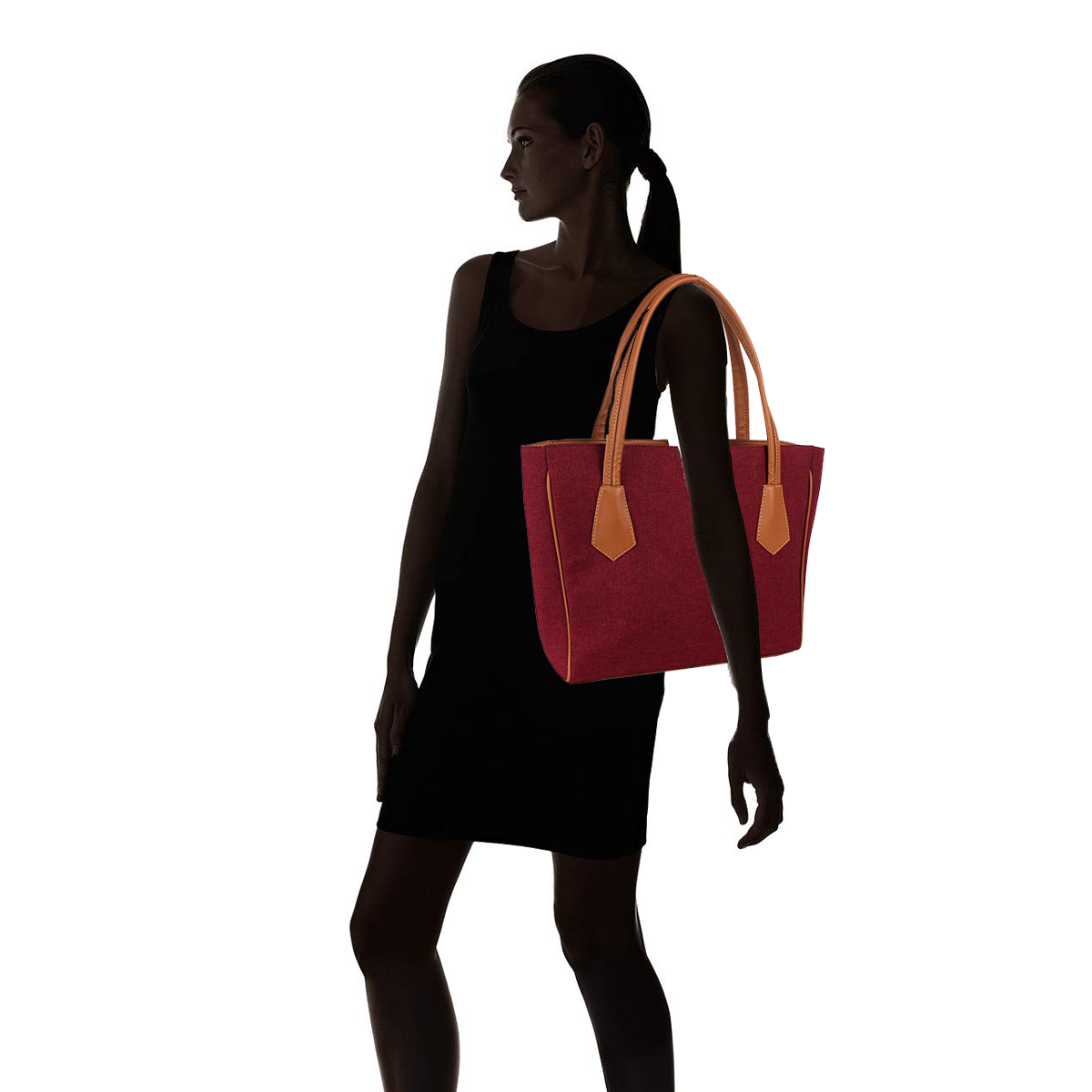 Bolsa Tote Amplia Para Mujer con Doble Asa Color Vino