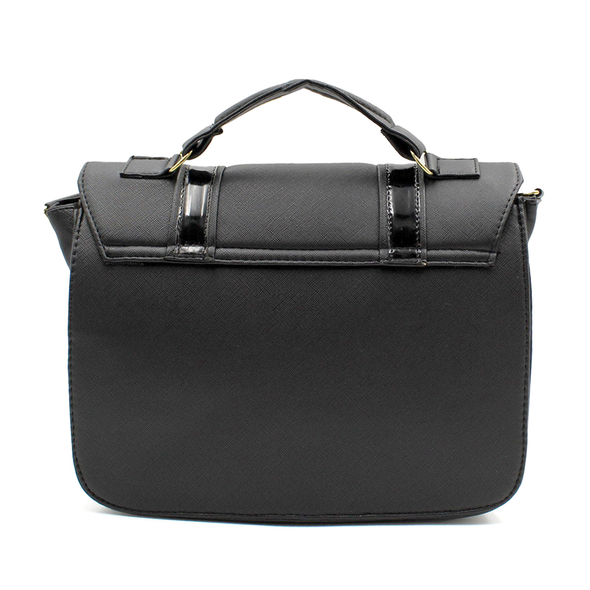 Bolsa Satchel Asa simple Color Negro Exterior Piel sintética de RBCOLLECTION