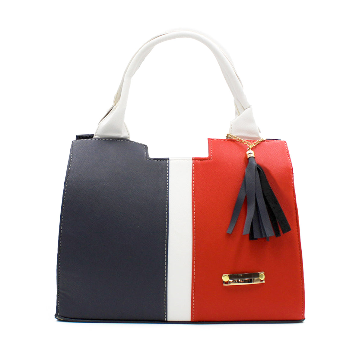 Bolsa Satchel Doble asa Color Marino Con Rojo Exterior Piel sintética de RBCOLLECTION