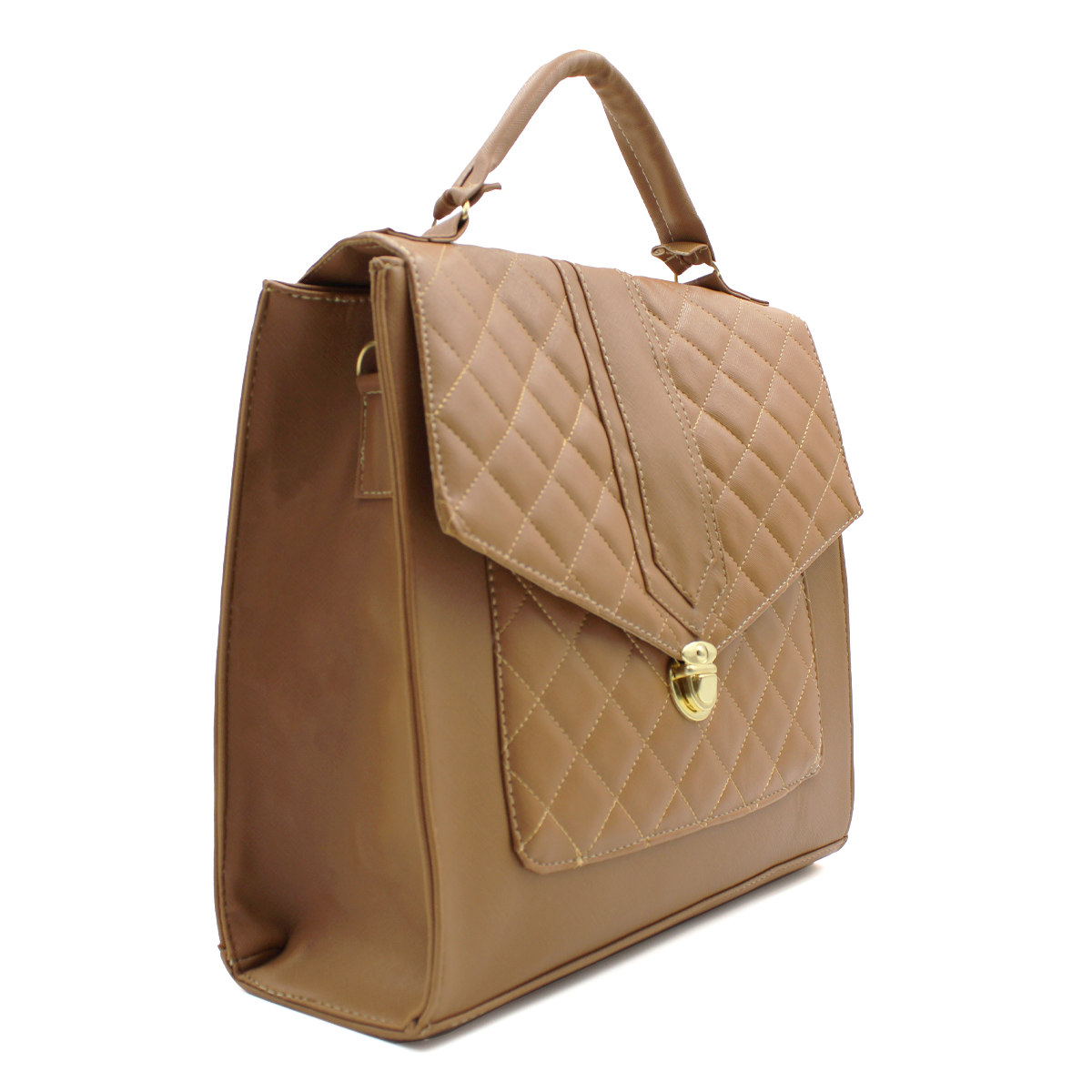 Bolsa Satchel Asa simple Color Camel Exterior Piel sintética de RBCOLLECTION