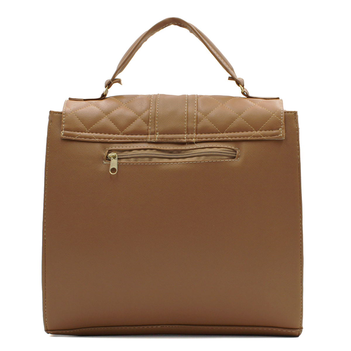 Bolsa Satchel Asa simple Color Camel Exterior Piel sintética de RBCOLLECTION