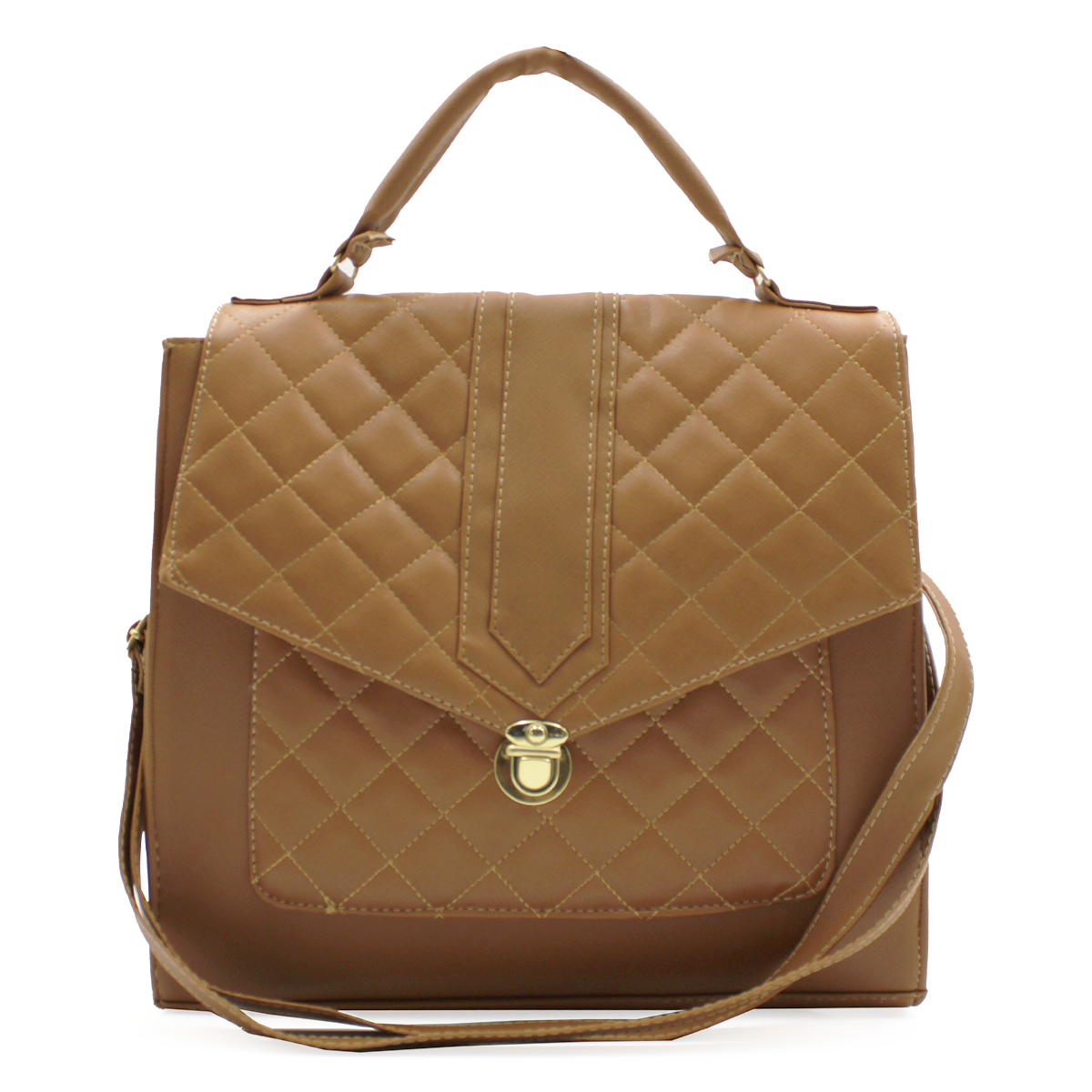 Bolsa Satchel Asa simple Color Camel Exterior Piel sintética de RBCOLLECTION