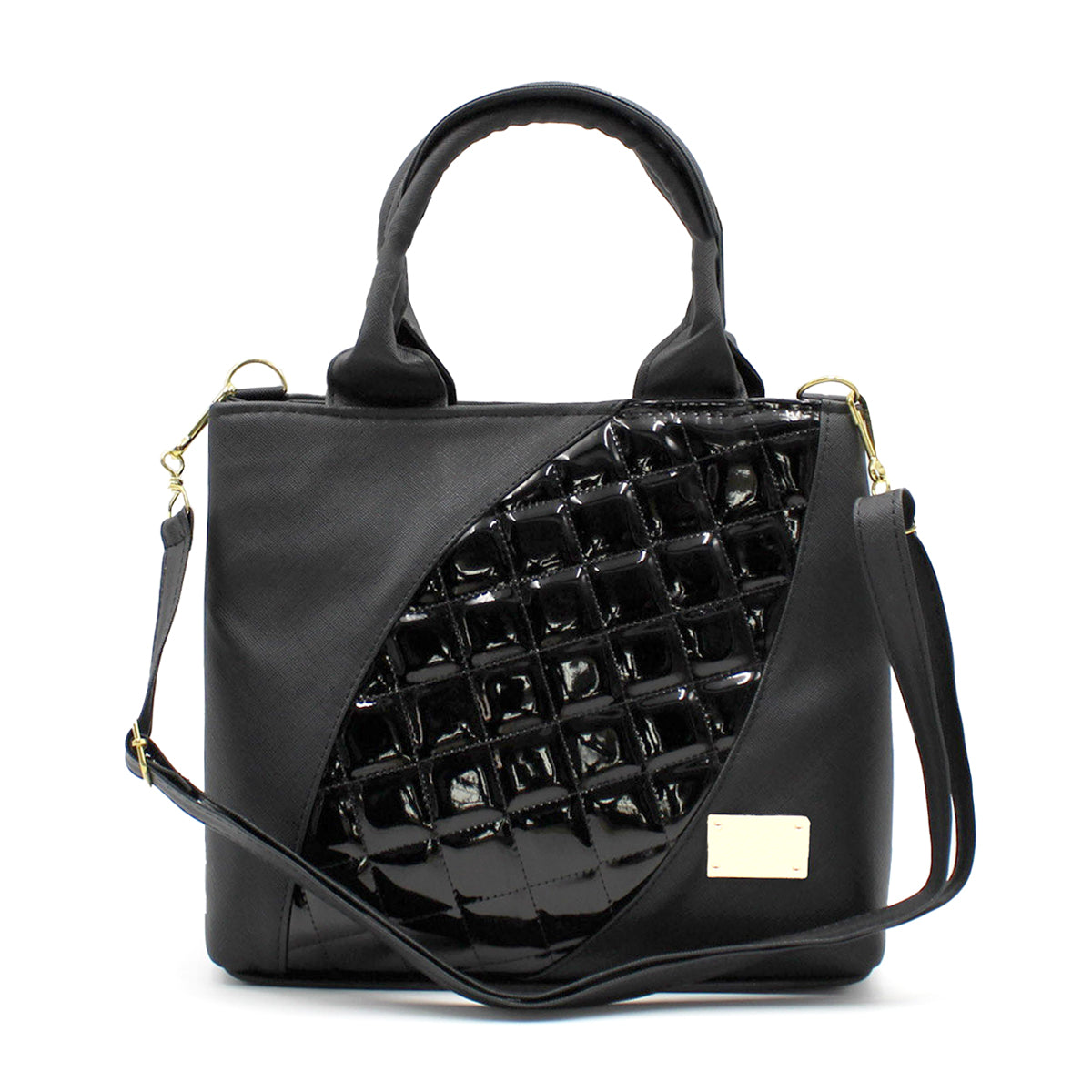 Bolsa Satchel Doble asa Color Negro Exterior Piel sintética de RBCOLLECTION