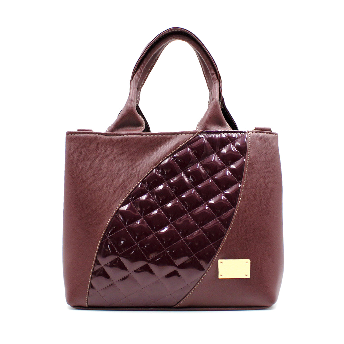 Bolsa Satchel Doble asa Color Vino Exterior Piel sintética de RBCOLLECTION