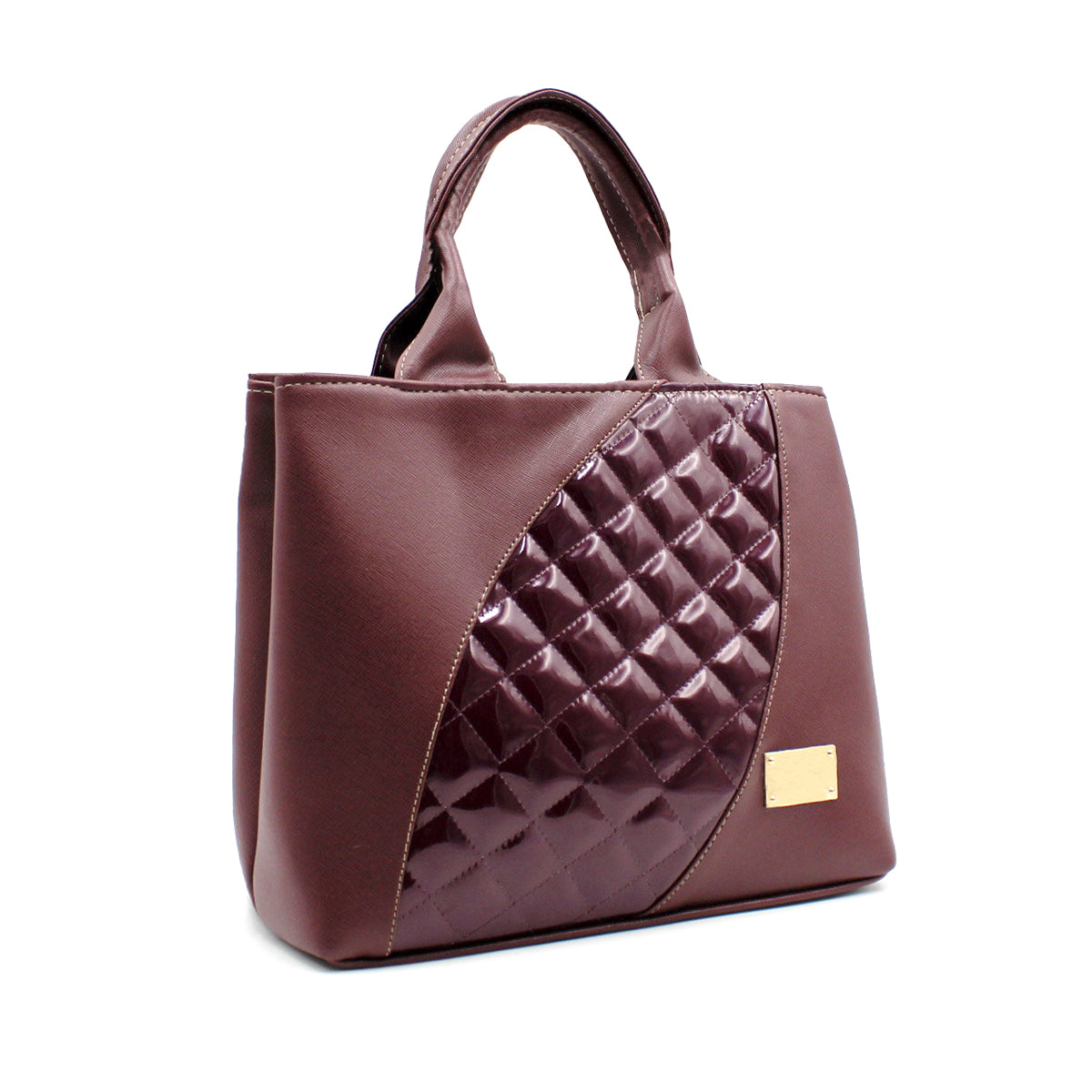 Bolsa Satchel Doble asa Color Vino Exterior Piel sintética de RBCOLLECTION