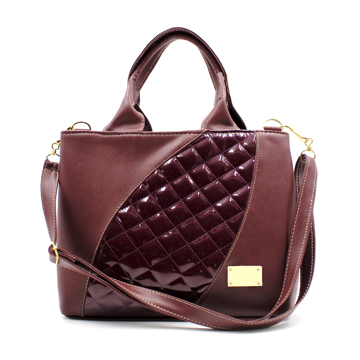 Bolsa Satchel Doble asa Color Vino Exterior Piel sintética de RBCOLLECTION