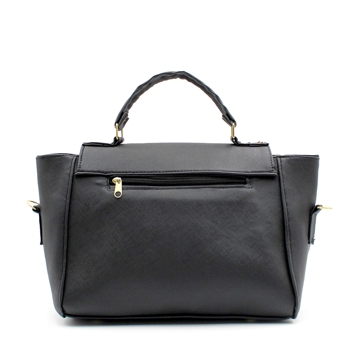 Bolsa Satchel Asa simple Color Negro Exterior Piel sintética de RBCOLLECTION