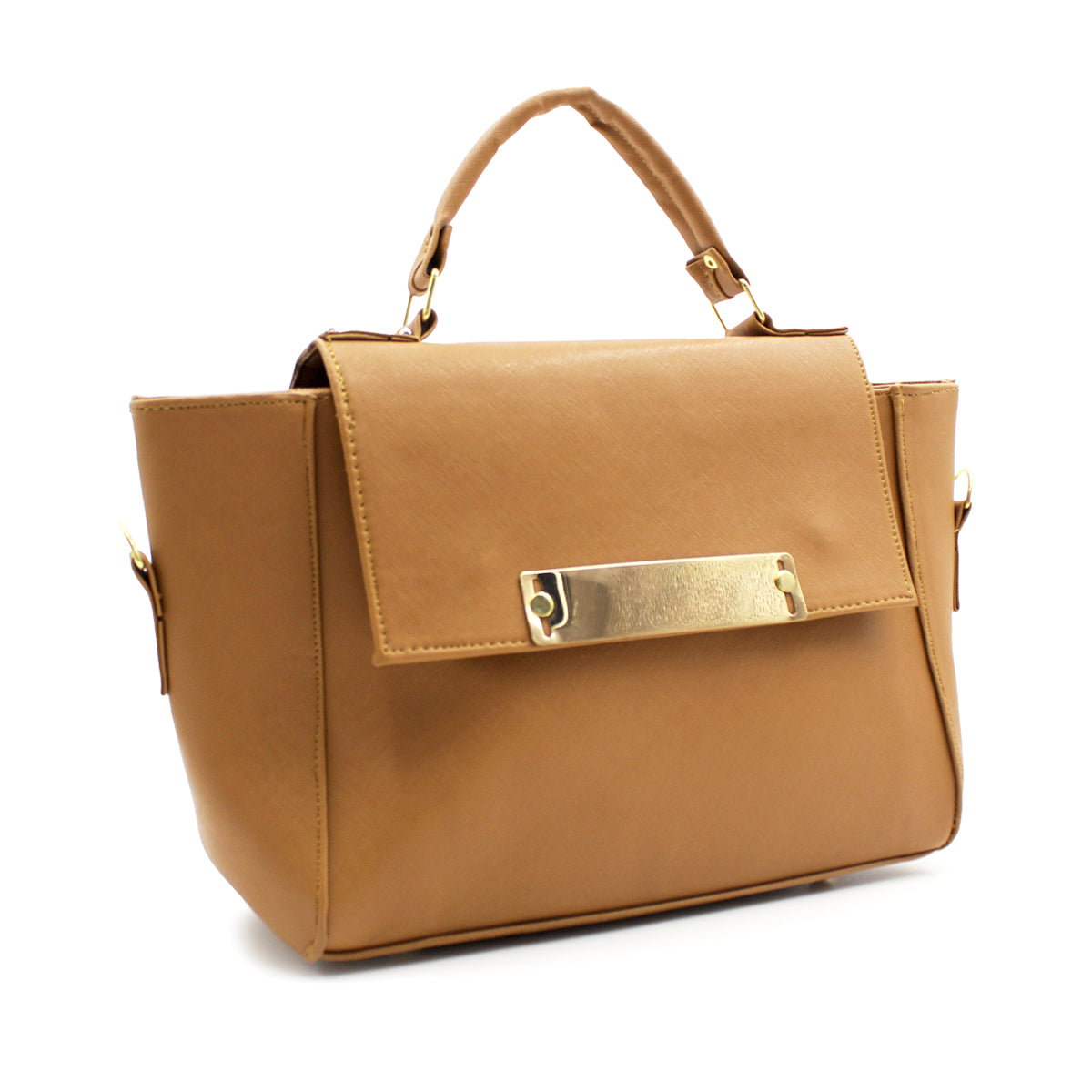 Bolsa Satchel Asa simple Color Camel Exterior Piel sintética de RBCOLLECTION