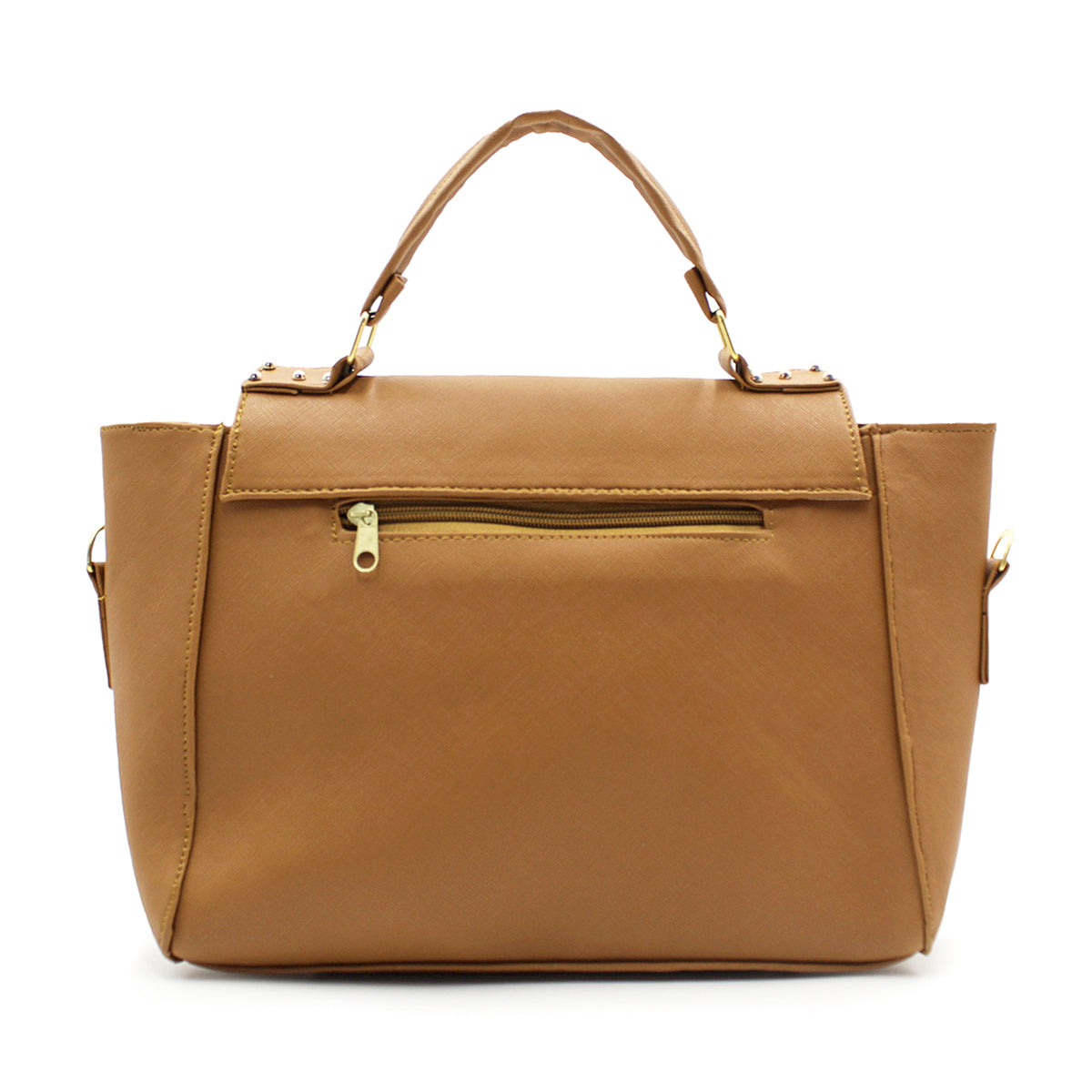 Bolsa Satchel Asa simple Color Camel Exterior Piel sintética de RBCOLLECTION