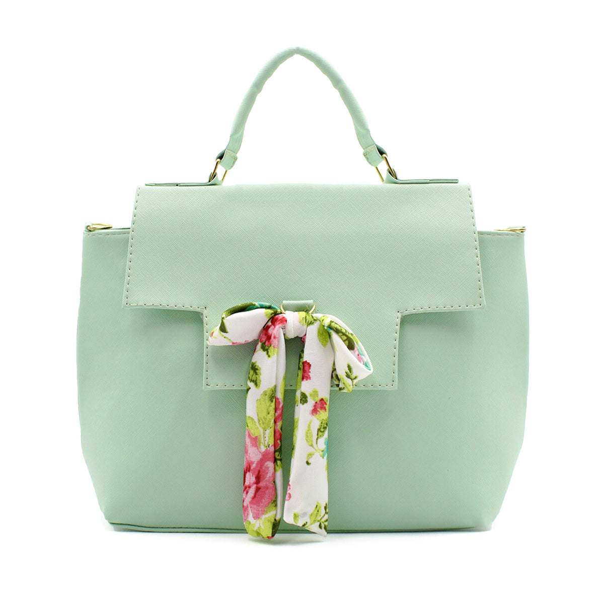 Bolsa Satchel Asa simple Color Menta Exterior Piel sintética de RBCOLLECTION