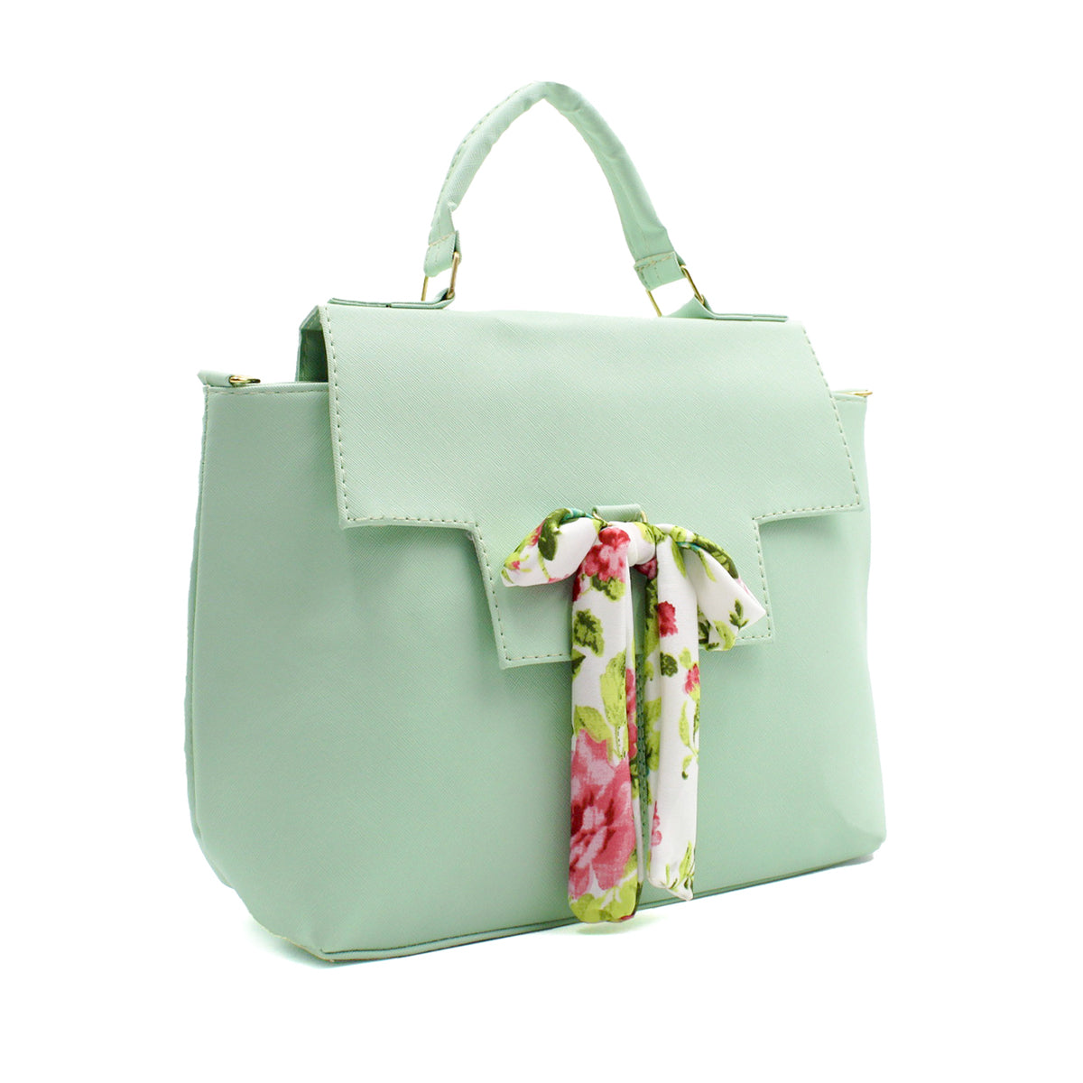 Bolsa Satchel Asa simple Color Menta Exterior Piel sintética de RBCOLLECTION