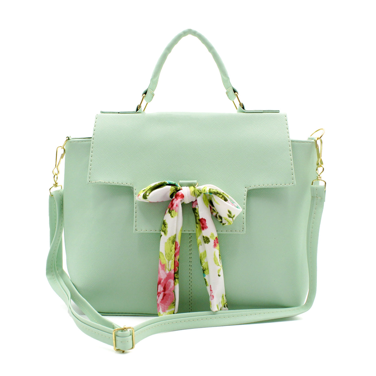 Bolsa Satchel Asa simple Color Menta Exterior Piel sintética de RBCOLLECTION