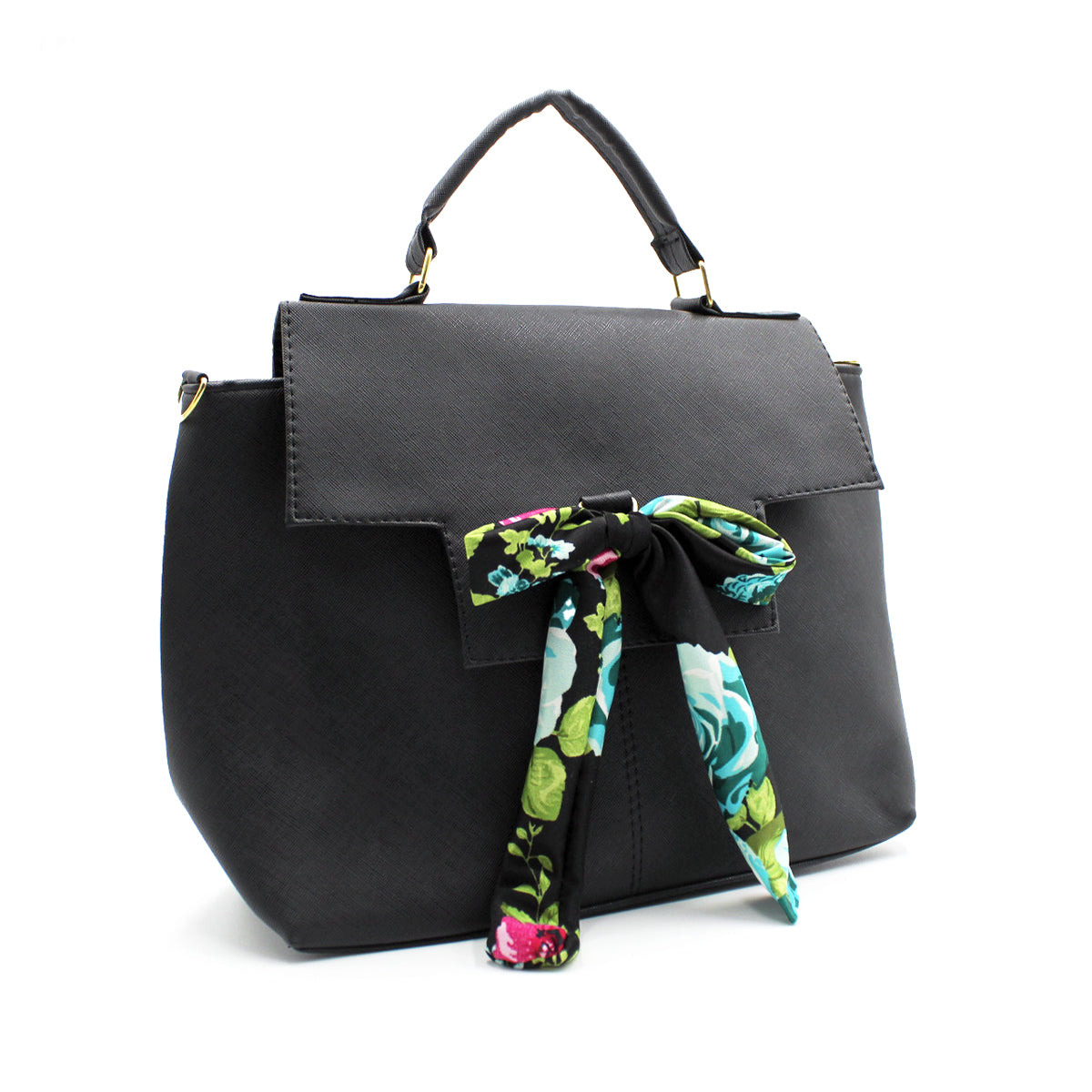 Bolsa Satchel Asa simple Color Negro Exterior Piel sintética de RBCOLLECTION