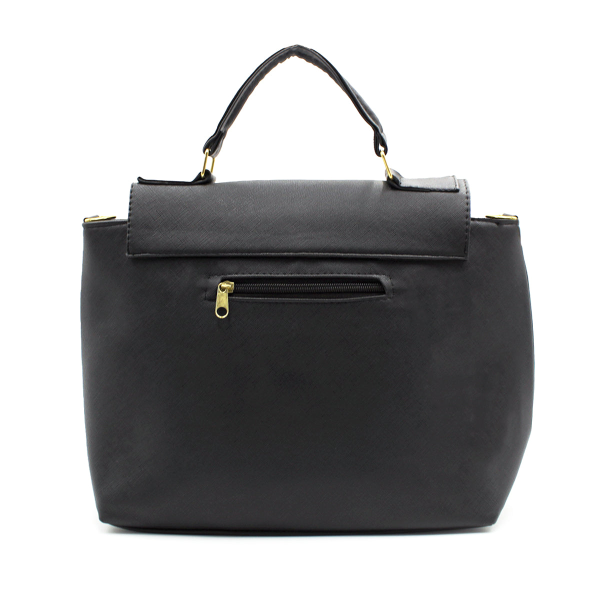 Bolsa Satchel Asa simple Color Negro Exterior Piel sintética de RBCOLLECTION