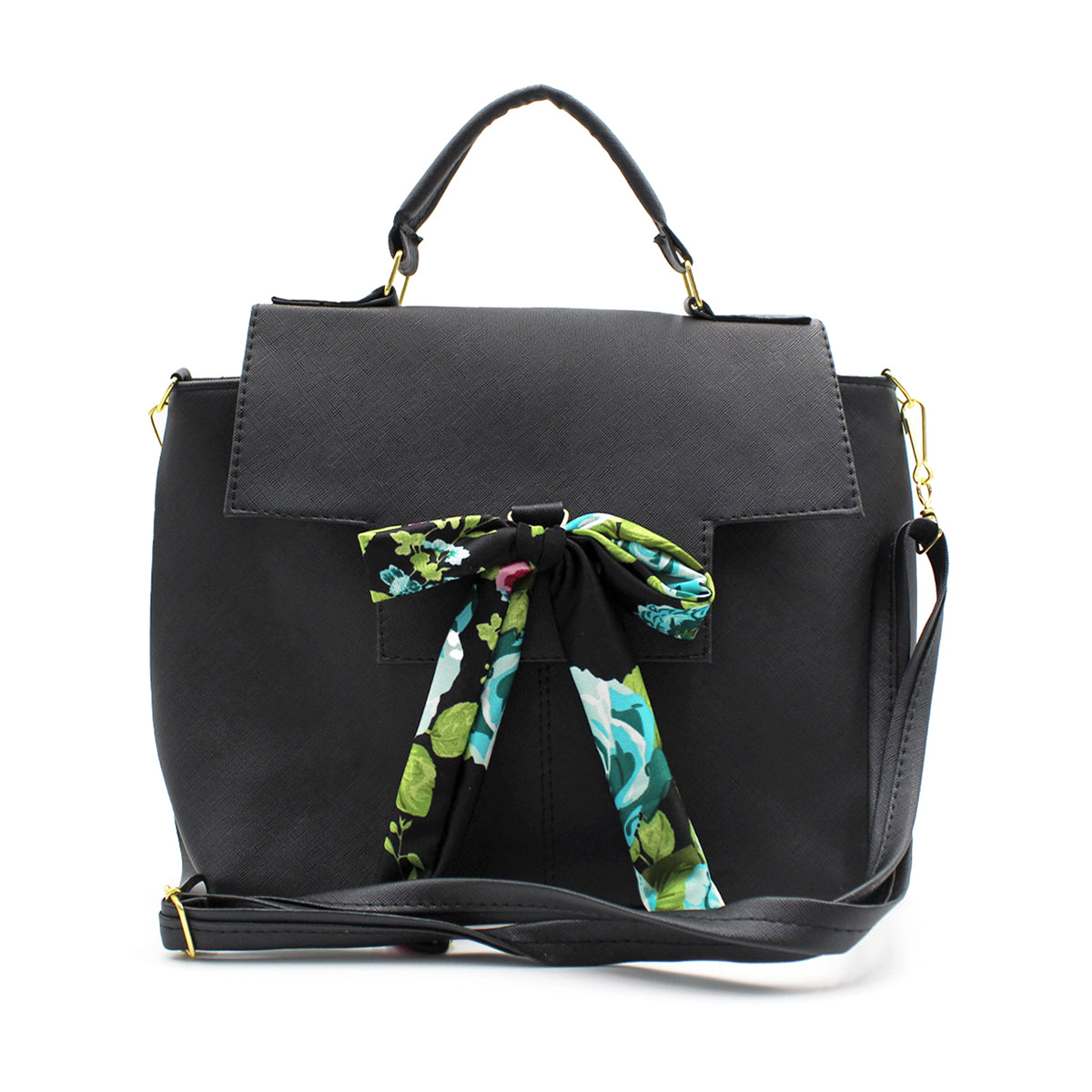 Bolsa Satchel Asa simple Color Negro Exterior Piel sintética de RBCOLLECTION