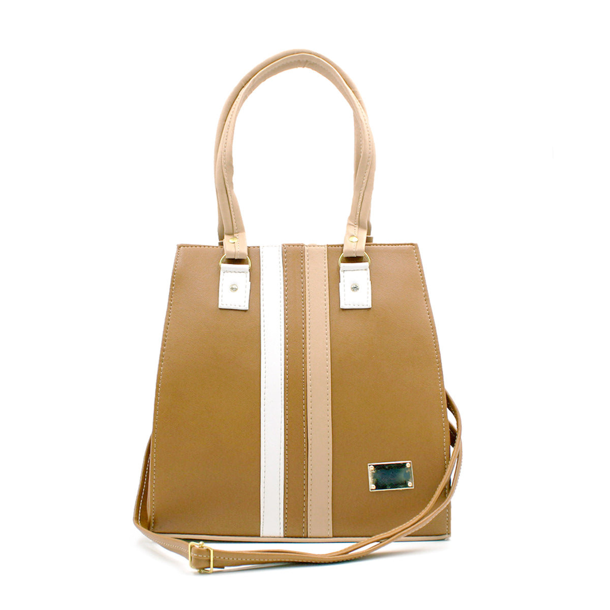 Bolsa Satchel Doble asa Color Camel Exterior Piel sintética de RBCOLLECTION