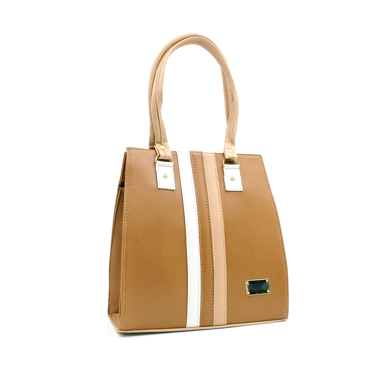 Bolsa Satchel Doble asa Color Camel Exterior Piel sintética de RBCOLLECTION