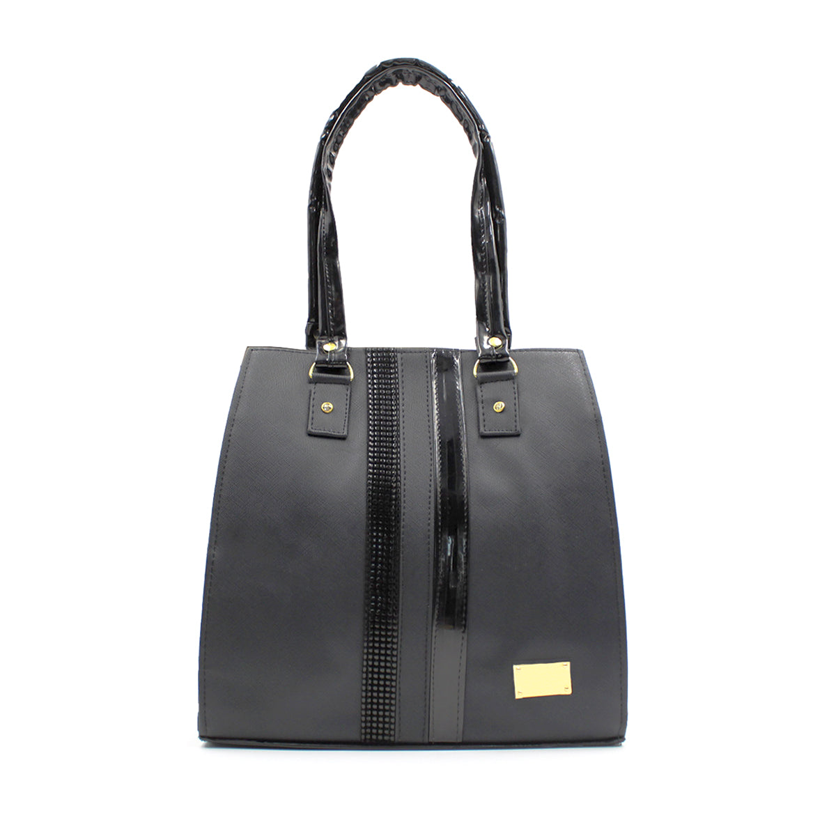 Bolsa Satchel Doble asa Color Negro Exterior Piel sintética de RBCOLLECTION