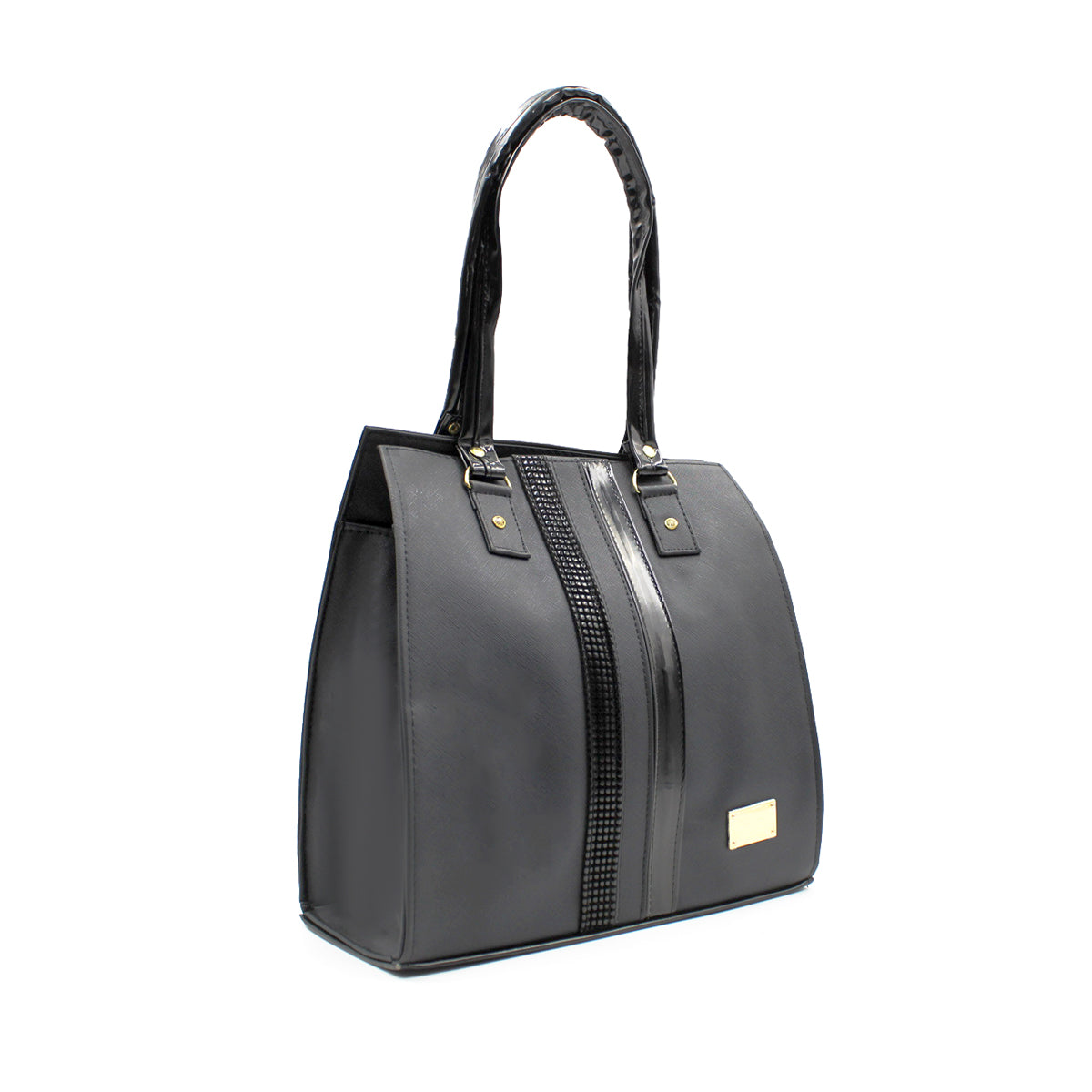 Bolsa Satchel Doble asa Color Negro Exterior Piel sintética de RBCOLLECTION