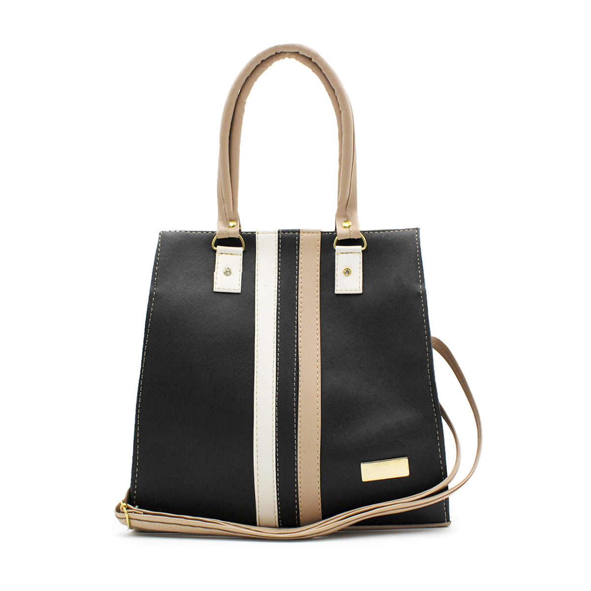 Bolsa Satchel Doble asa Color Negro Exterior Piel sintética de RBCOLLECTION