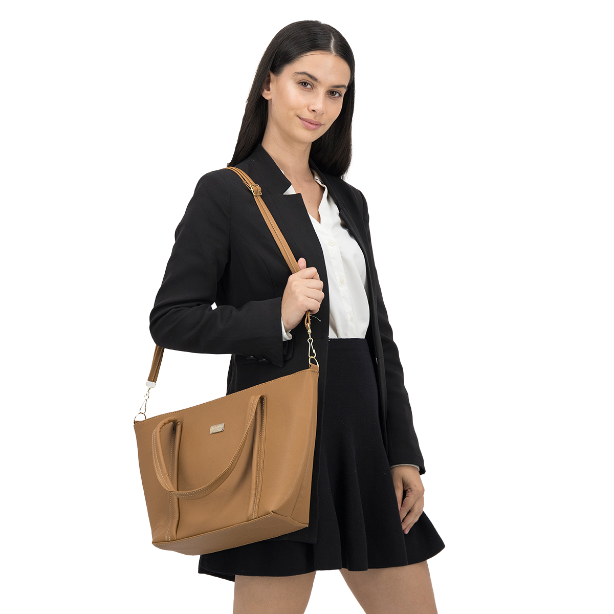 Bolsa Tote Doble asa Color Camel Exterior Piel sintética de RBCOLLECTION