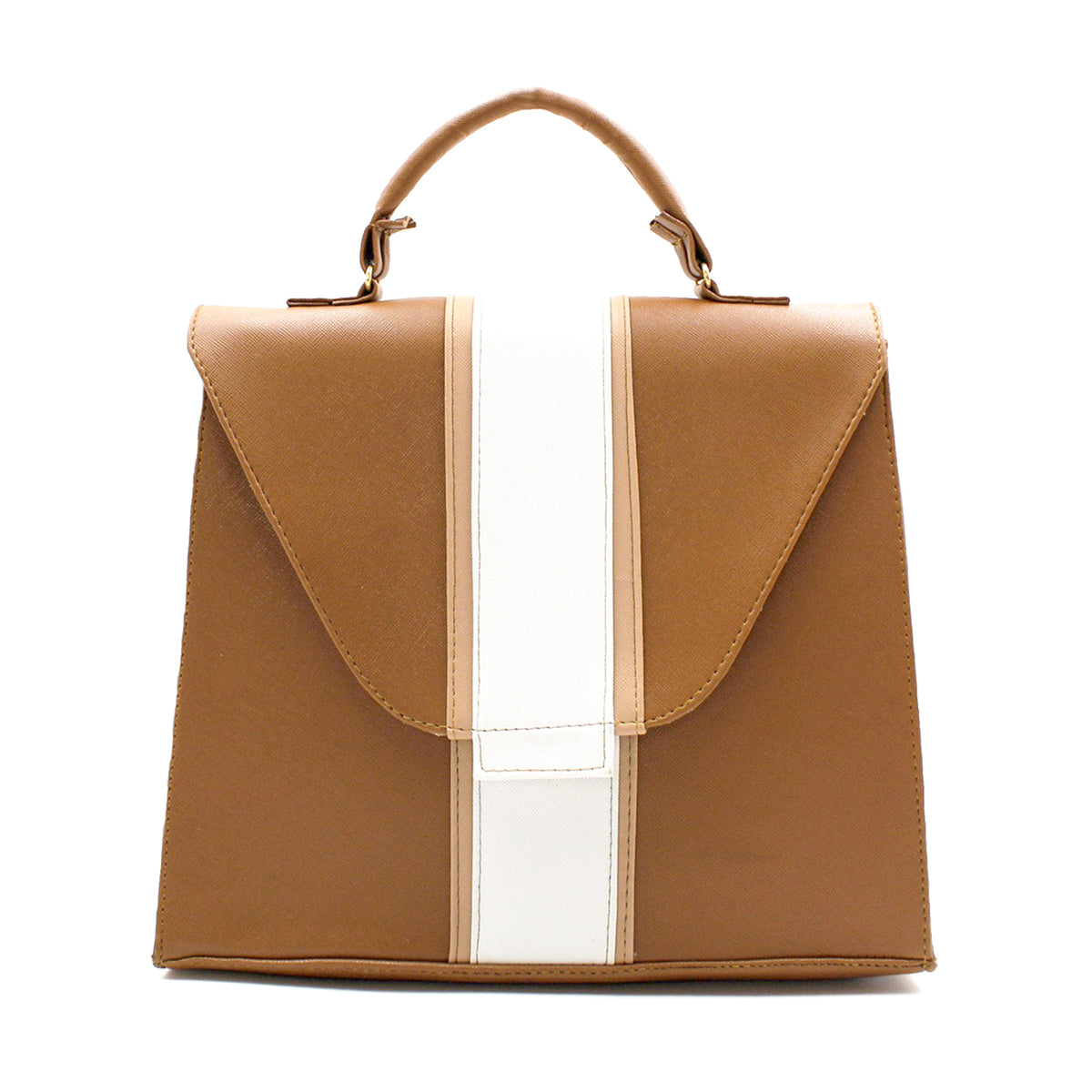 Bolsa Satchel Asa simple Color Camel Exterior Piel sintética de RBCOLLECTION