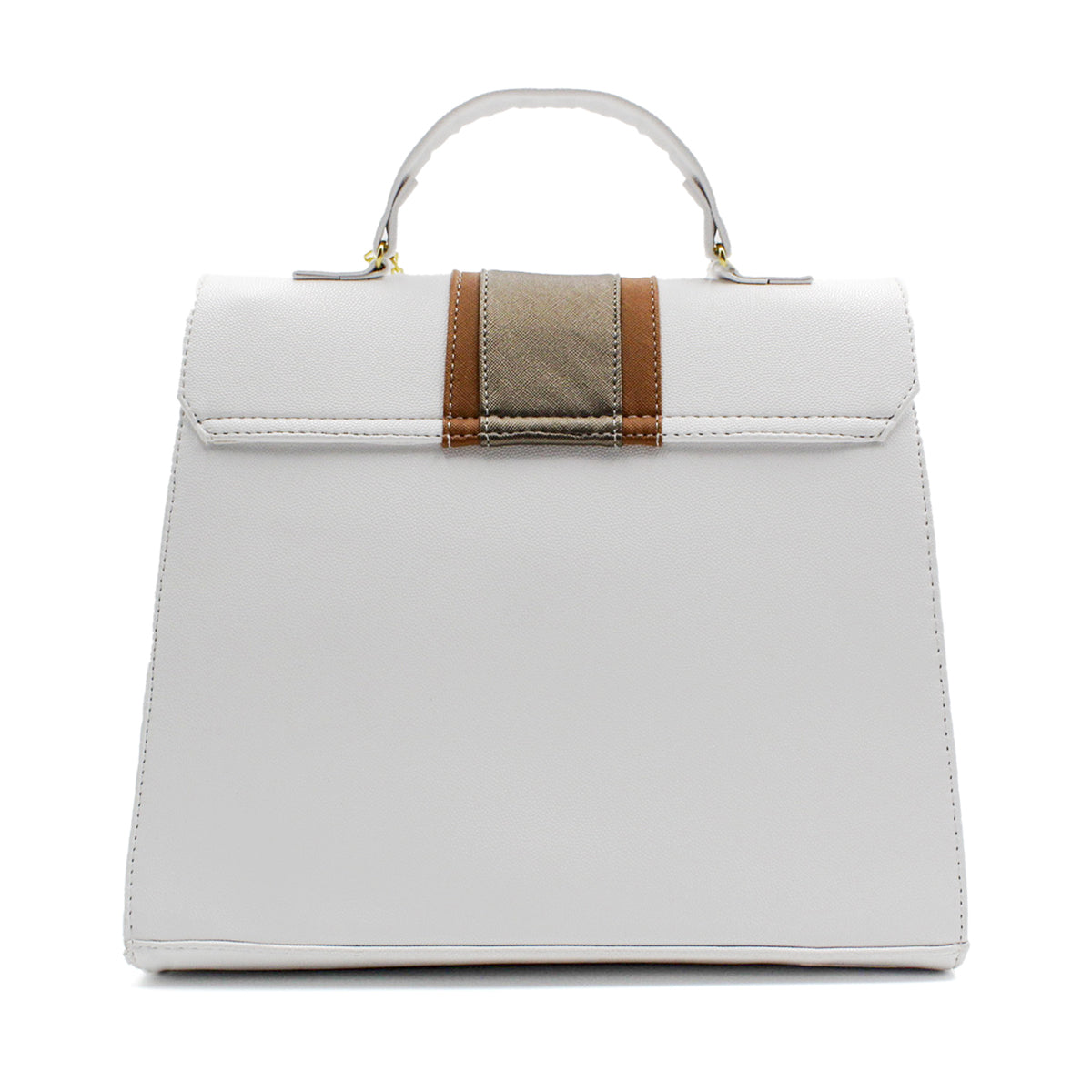 Bolsa Satchel Asa simple Color Blanco Exterior Piel sintética de RBCOLLECTION