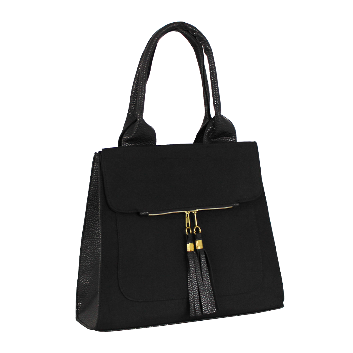 Bolsa casual con Monedero Exterior Doble Asa Color Negro