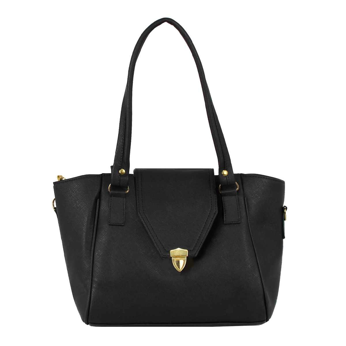 Bolsa Amplia Tipo Tote Para Mujer Cierre de Clip Color Negro