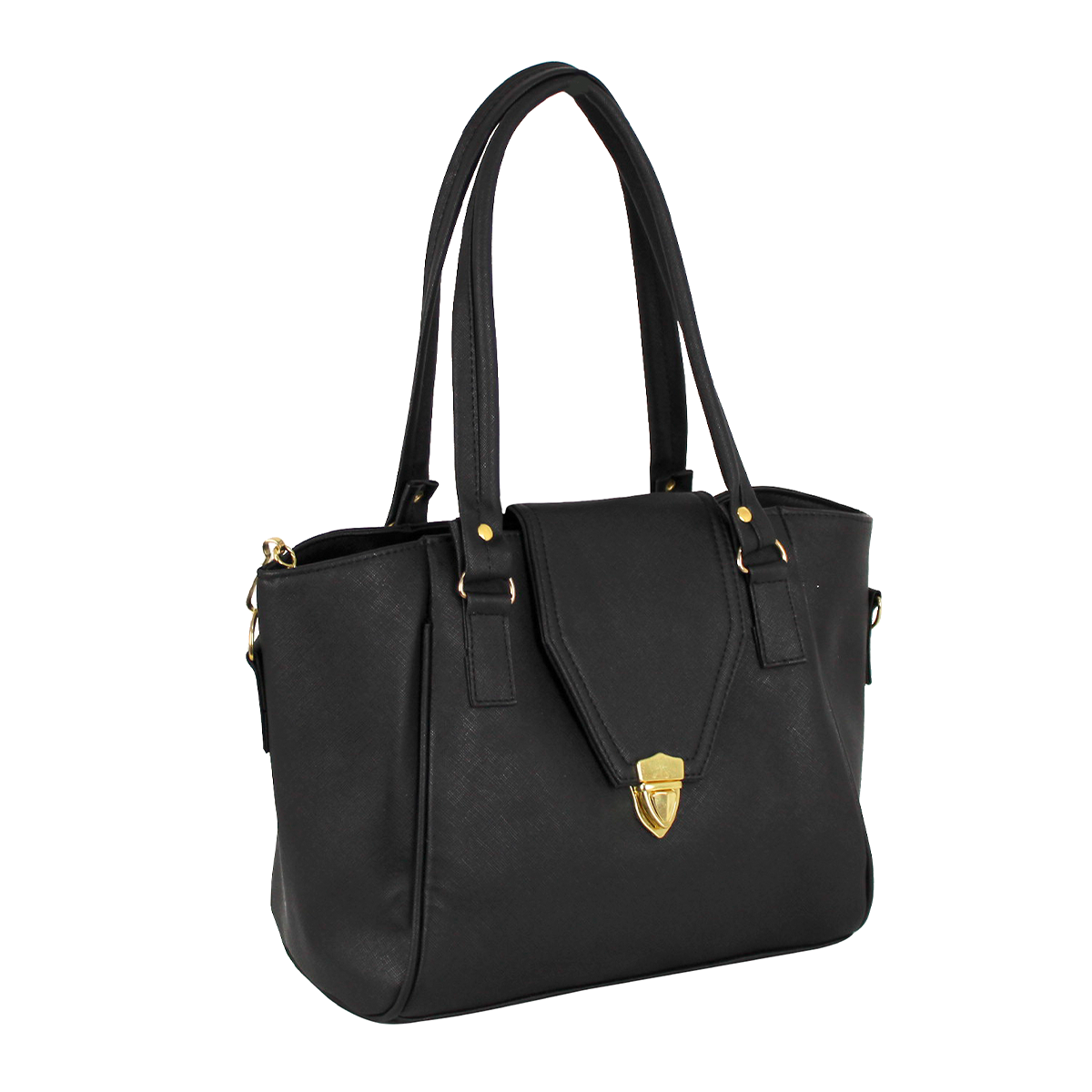 Bolsa Amplia Tipo Tote Para Mujer Cierre de Clip Color Negro