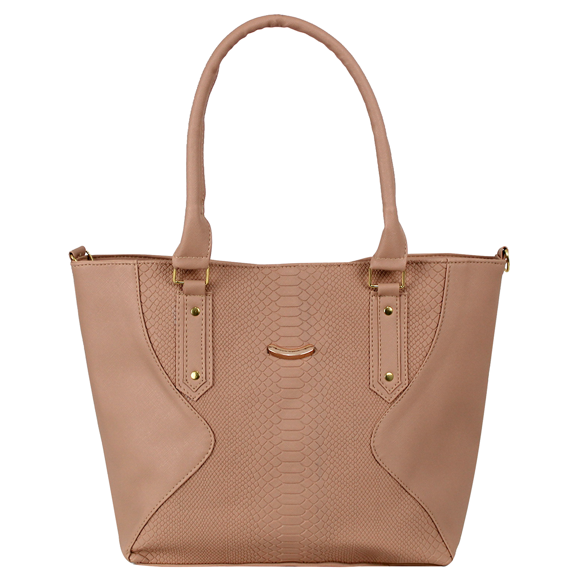 Bolsa Tote Textura de Serpiente Para Mujer Color Beige