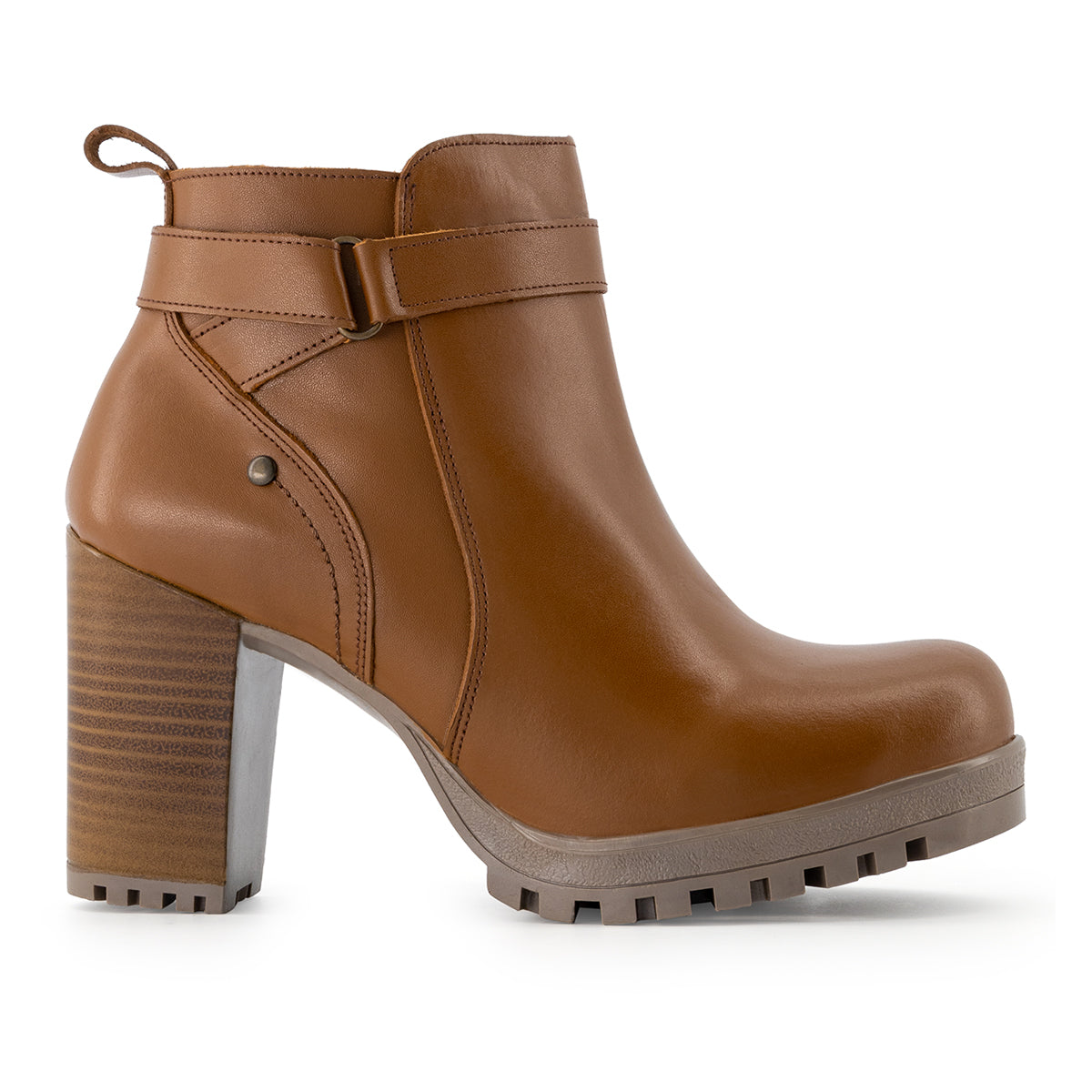 Botín con tacón Exterior Piel natural Color Café Para Mujer De RBCOLLECTION