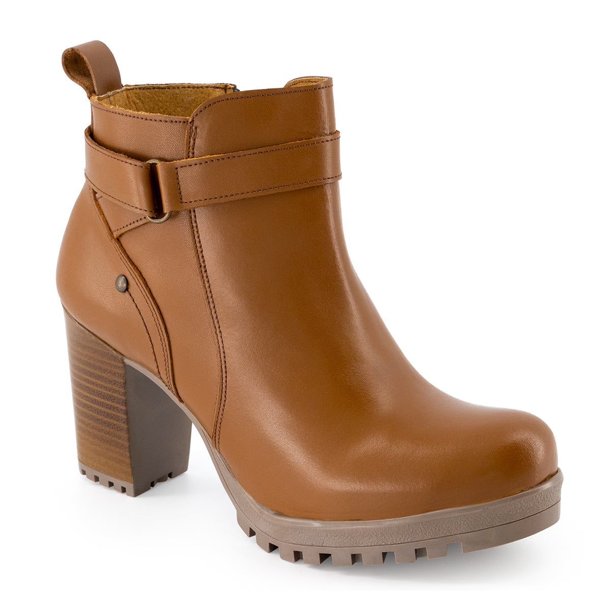 Botín con tacón Exterior Piel natural Color Café Para Mujer De RBCOLLECTION