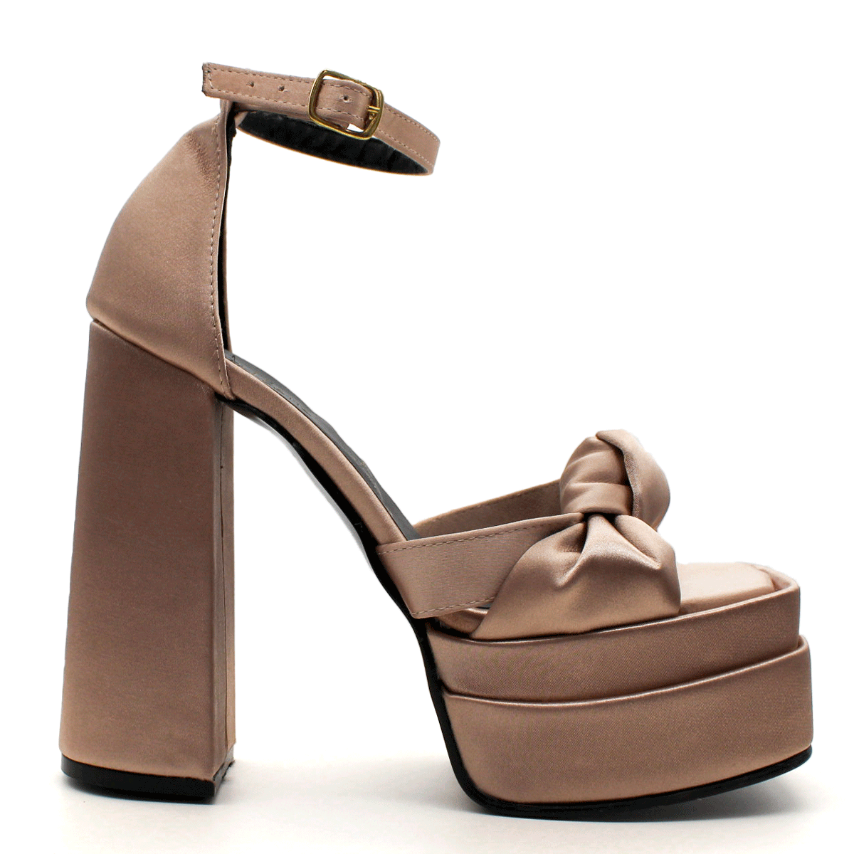 Sandalia con tacón Exterior Textil Color Dorado Para Mujer De RBCOLLECTION