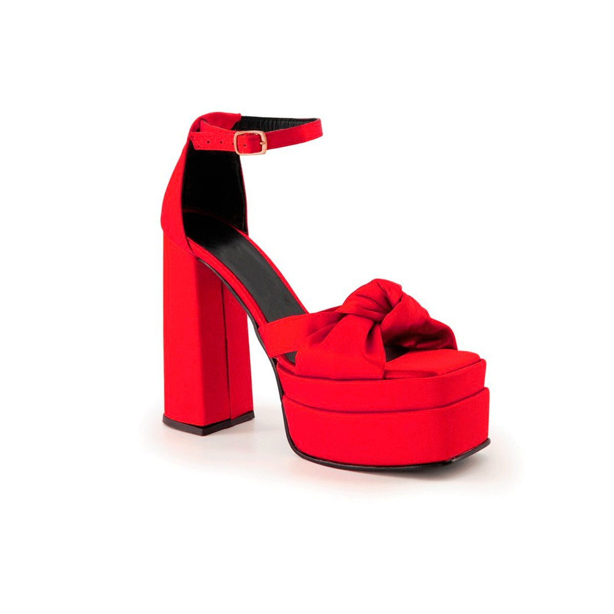 Sandalia con tacón Exterior Textil Color Rojo Para Mujer De RBCOLLECTION