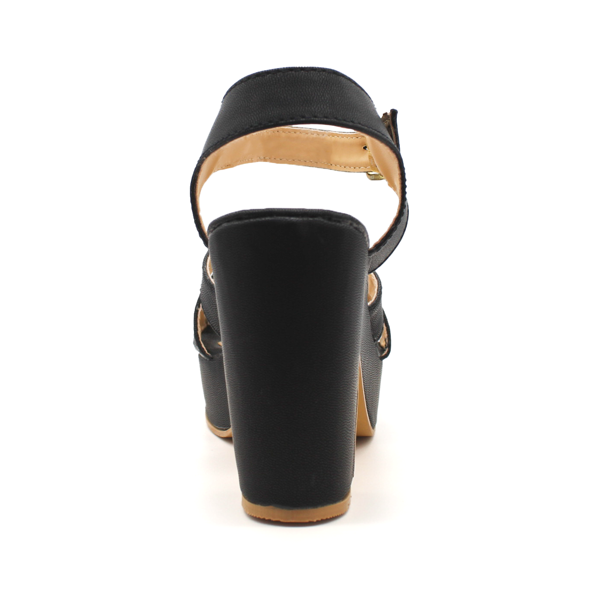 Sandalia con Tacón Exterior Piel sintética Color Negro Para Mujer De RBCOLLECTION