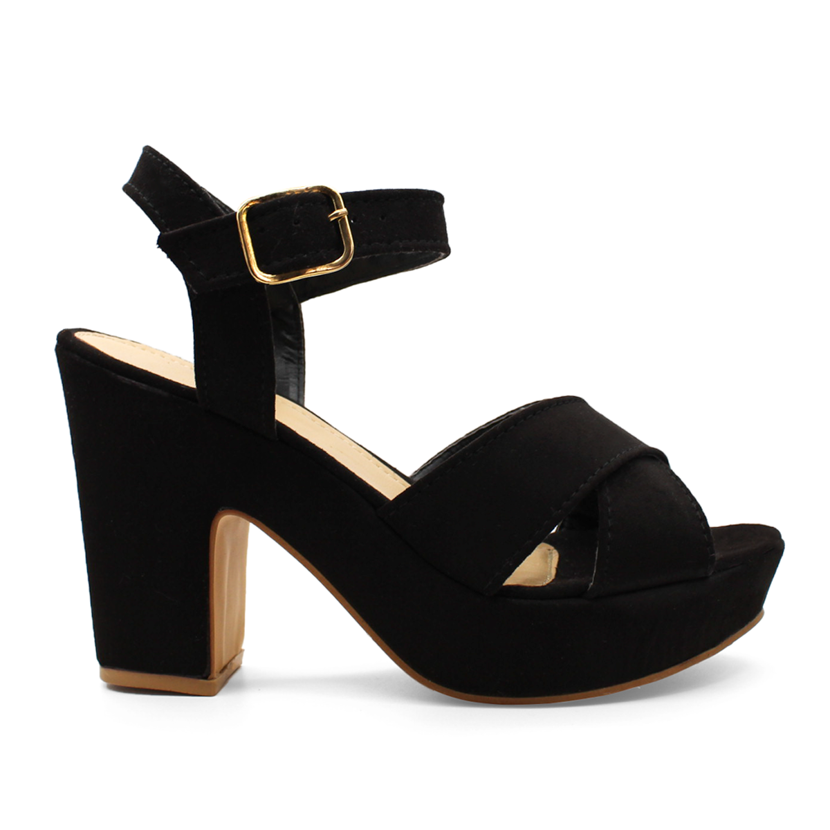 Sandalia con tacón Exterior Gamuza sintética Color Negro Para Mujer De RBCOLLECTION
