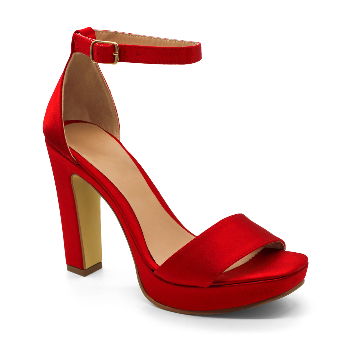 Sandalia con Tacón Exterior Textil Color Rojo Para Mujer De RBCOLLECTION