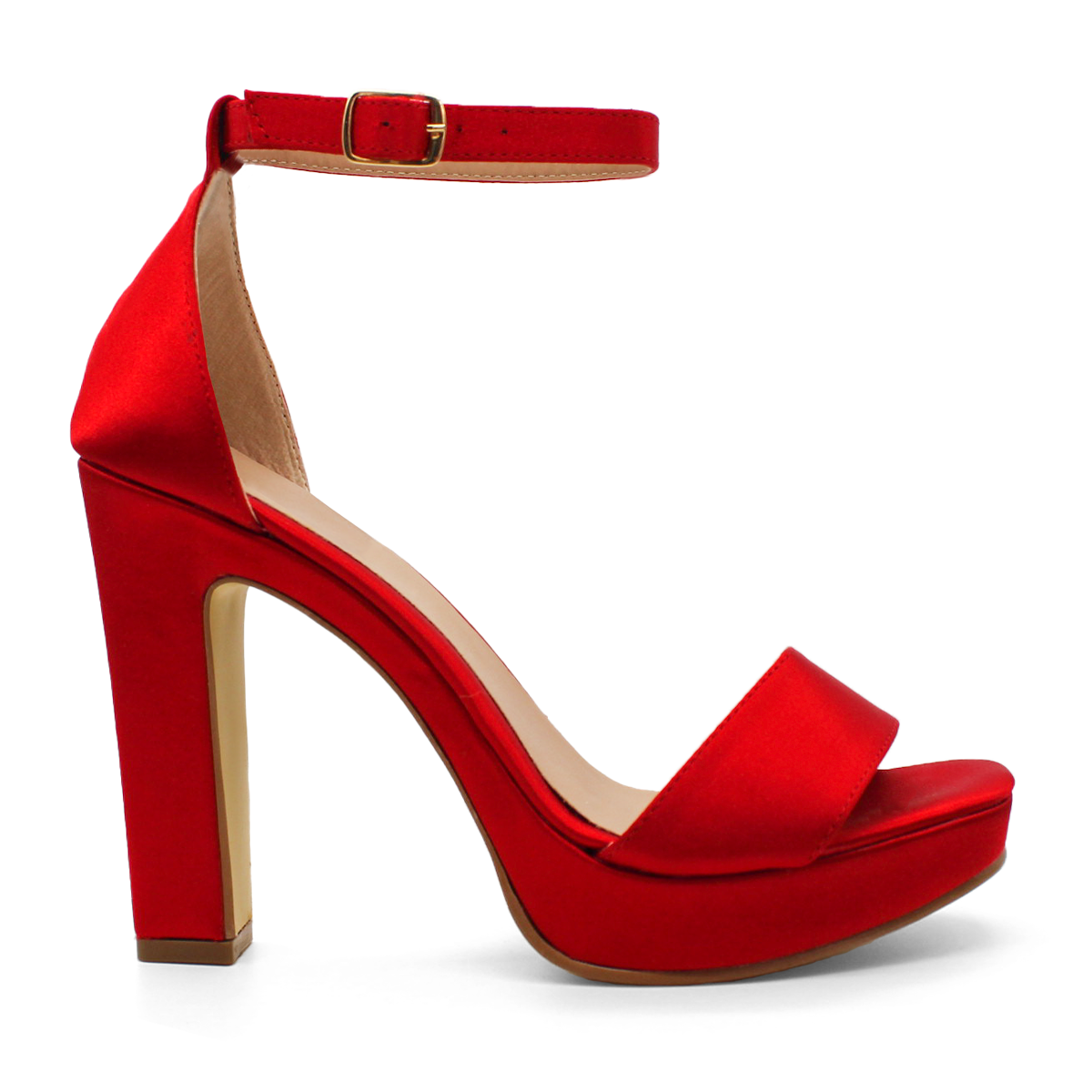Sandalia con tacón Exterior Textil Color Rojo Para Mujer De RBCOLLECTION