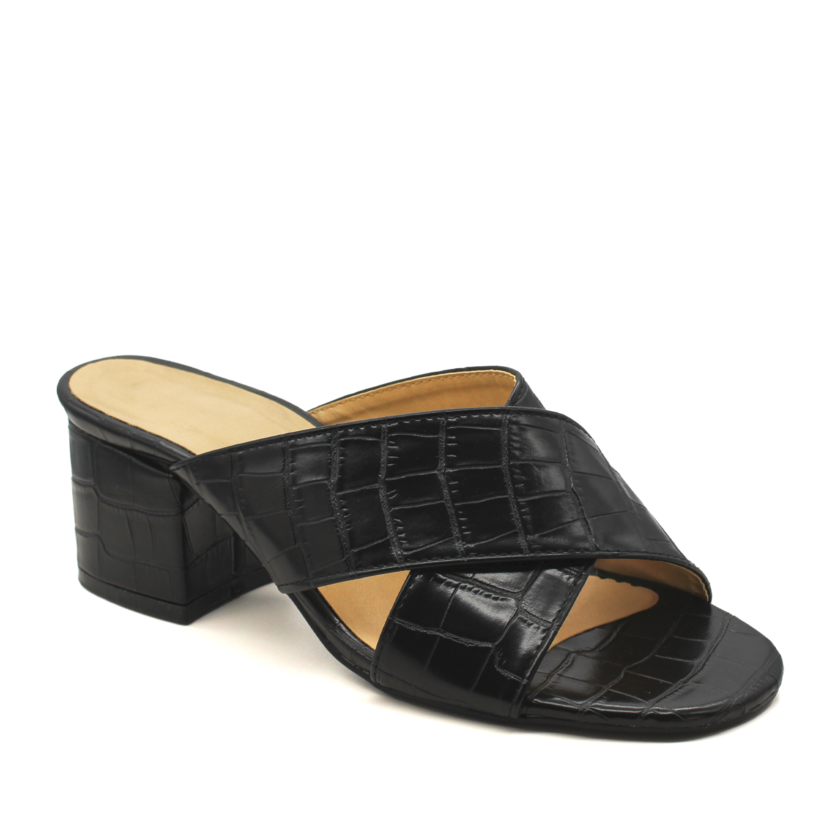 Sandalia con Tacón Exterior Piel sintetica Color Negro Para Mujer De RBCOLLECTION