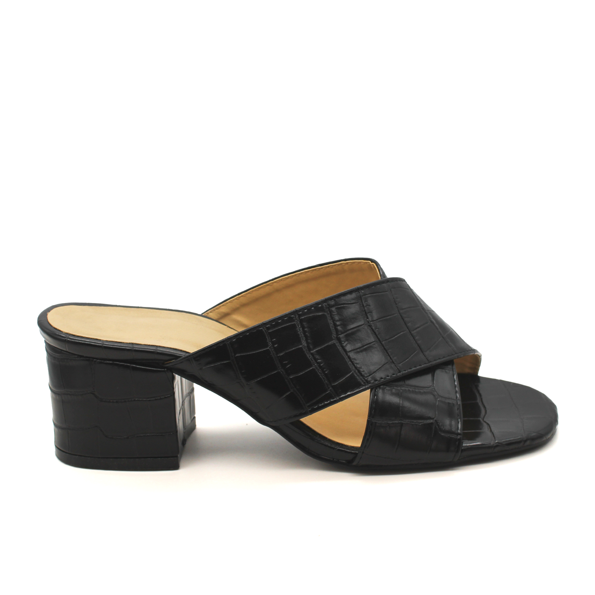 Sandalia con Tacón Exterior Piel sintética Color Negro Para Mujer De RBCOLLECTION