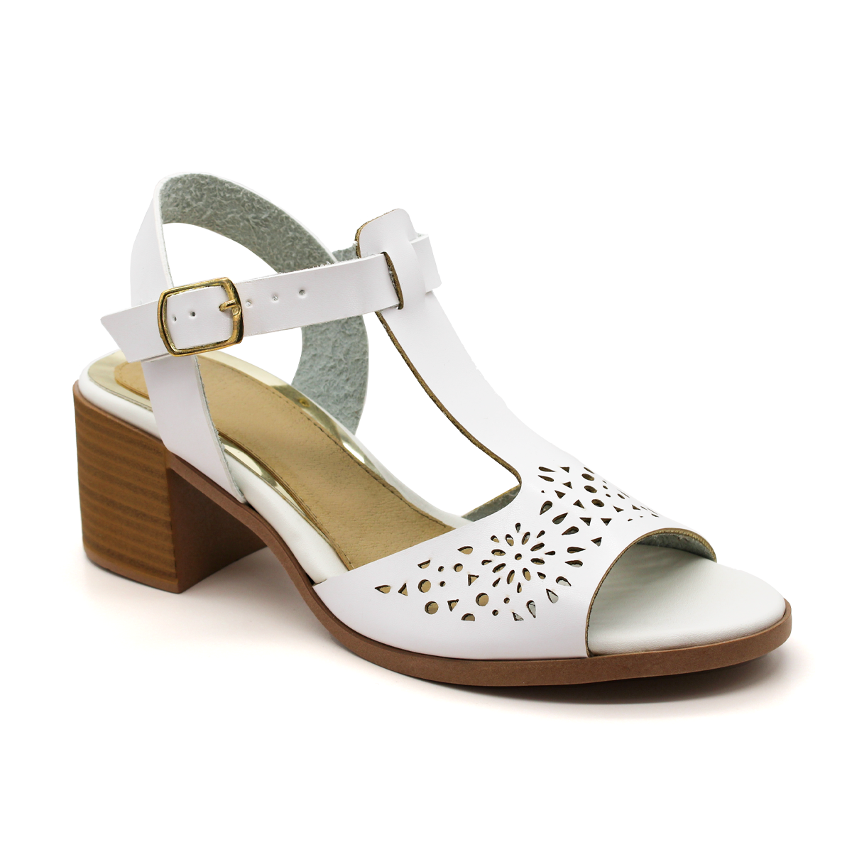 Sandalia con Tacón Exterior Piel Sintética Color Blanco Para Mujer De RBCOLLECTION