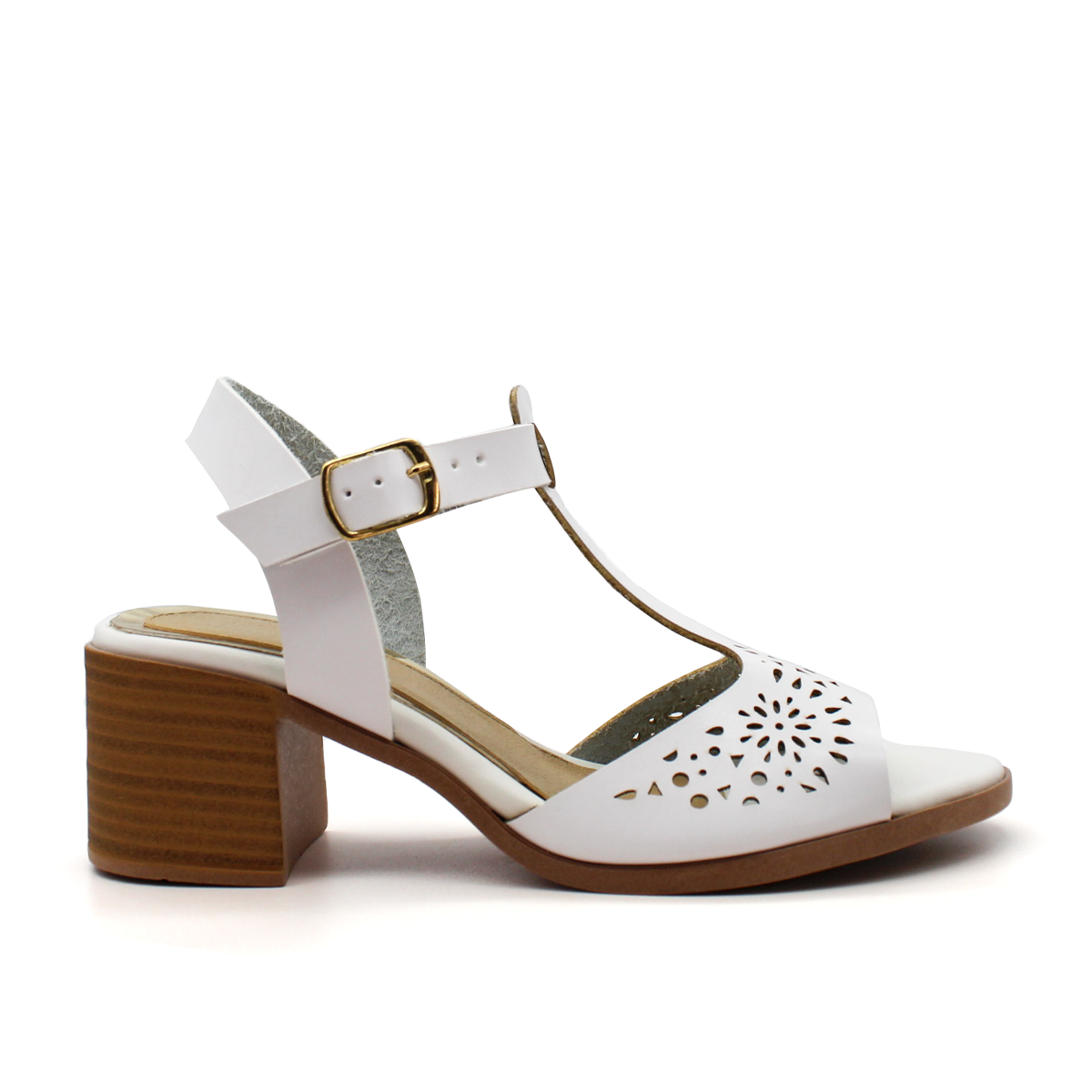 Sandalia con Tacón Exterior Piel sintética Color Blanco Para Mujer De RBCOLLECTION