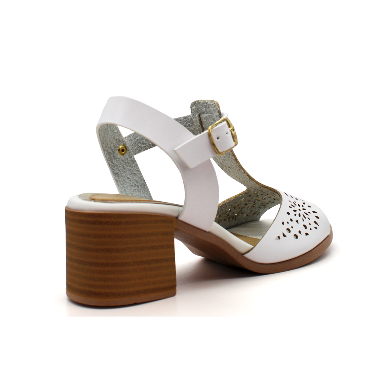 Sandalia con Tacón Exterior Piel sintética Color Blanco Para Mujer De RBCOLLECTION