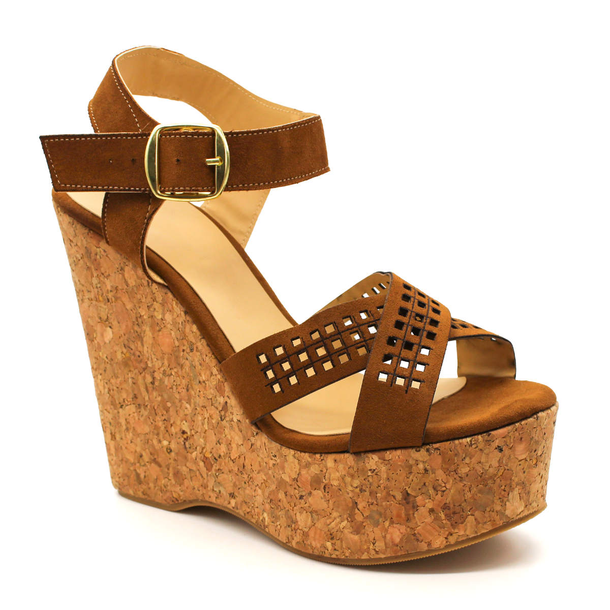Sandalias con plataforma Exterior Gamuza Sintética Color Café Para Mujer De RBCOLLECTION