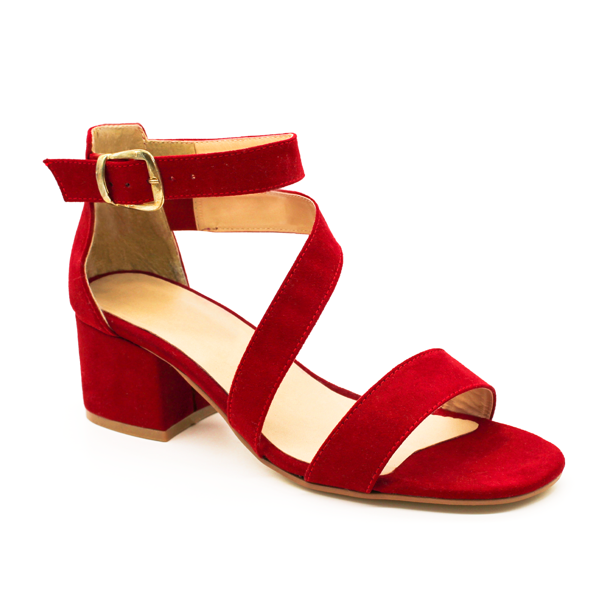 Sandalia con Tacón Exterior Gamuza sintética Color Rojo Para Mujer De RBCOLLECTION