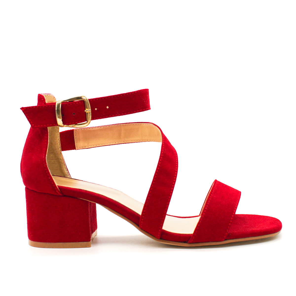 Sandalia con tacón Exterior Gamuza sintética Color Rojo Para Mujer De RBCOLLECTION