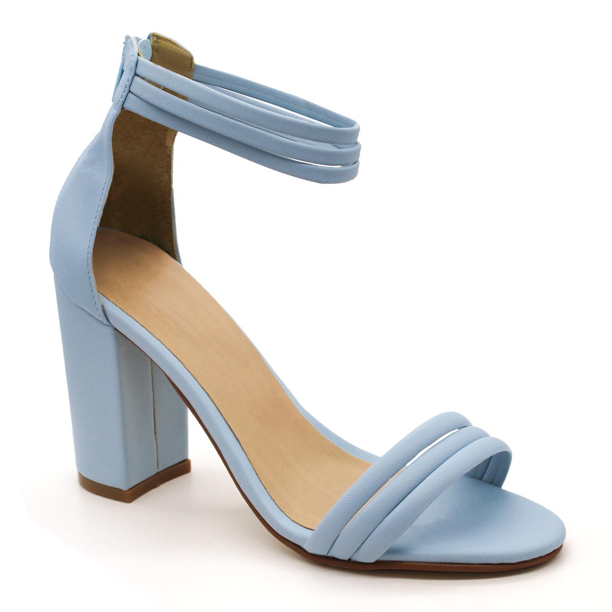 Sandalia con Tacón Exterior Piel sintética Color Azul Para Mujer De RBCOLLECTION
